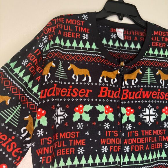 Budweiser men's size XL one piece clydesdales beer holiday Christmas pajamas pjs - Picture 5 of 12